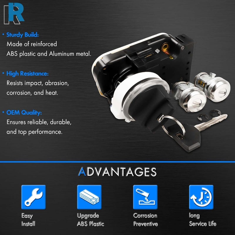 RHAOCZIYAUTO Ignition Switch Lock Cylinder & Housing & 2 Door Lock & 2 Key Fit for Dodge Ram 1500 2500 3500 94-02 Dakota Durango Viper 97-00 for Jeep Grand Cherokee 97-98 Replace # 5003845AA 56021346AB 5003893AA - Image 3